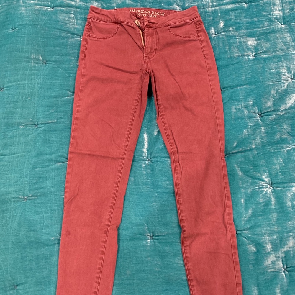 Burgundy American Eagle Skinny Jeans